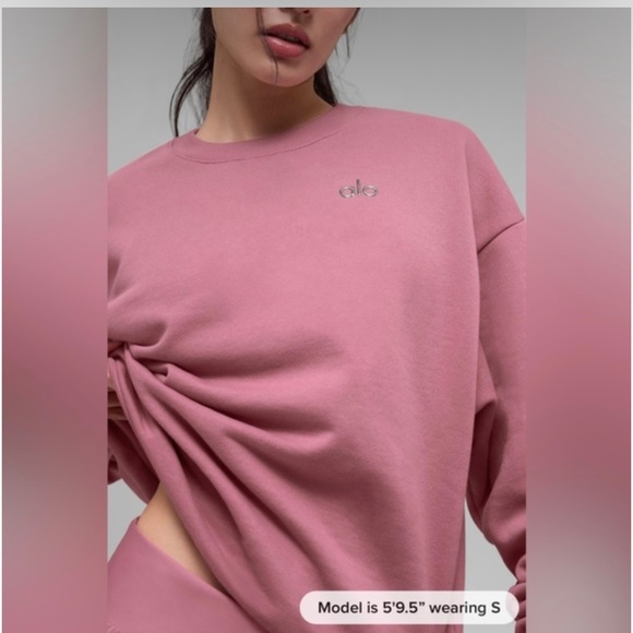 ALO Yoga NWT Accolade Crew Neck Pullover Sweatshirt Pink Wild Rose XS SOLD OUT - Picture 1 of 3